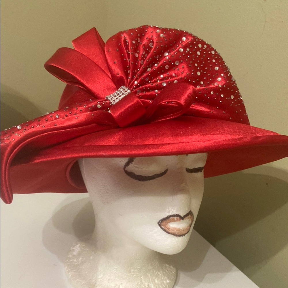 Beautiful Red Satin Dress/Church Hat by Ms. Divine